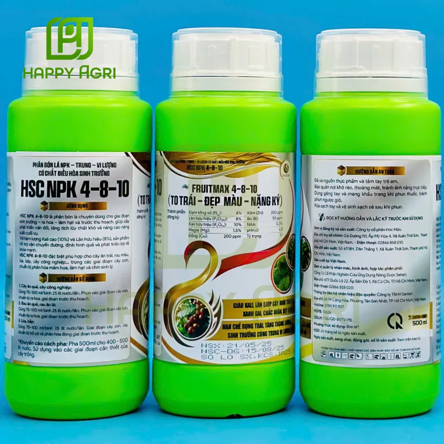 PHÂN BÓN LÁ NPK-TRUNG-VI LƯỢNG CÓ CHẤT ĐIỀU HÒA SINH TRƯỞNG HSC NPK 4-8-10 HIỆU FRUITMAX 4-8-10