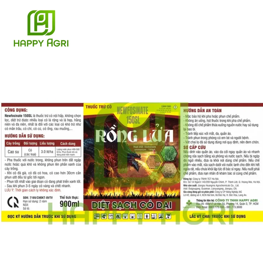 Thuốc Trừ Cỏ NEWFOSINATE 150SL - Nhãn Hiệu Rồng Lửa 900ML