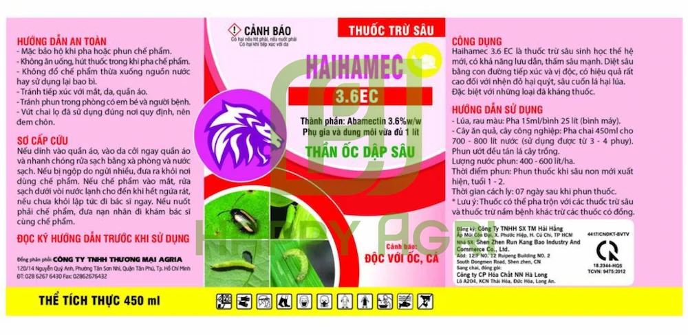 Thuốc Trừ Sâu HAIHAMEC 3.6EC Nhãn Hiệu Thần Ốc Dập Sâu 450ML