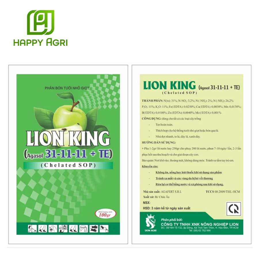 PHÂN BÓN TƯỚI NHỎ GIỌT LION KING (Agasol 31-11-11 + TE)