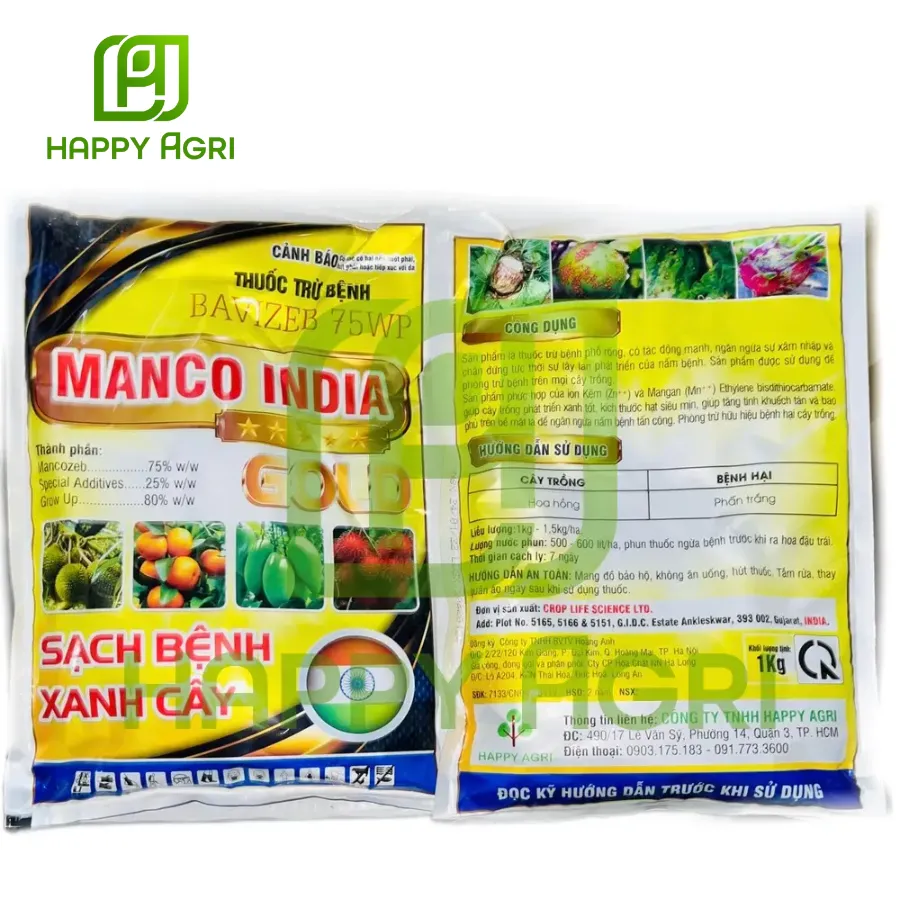 Thuốc Trừ Bệnh BAVIZEB 75WP Nhãn Hiệu MANCO INDIA 1KG