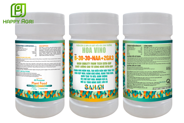 Phân bón lá NPK có chất điều hòa sinh trưởng HOA VINO Hiệu 6-30-30 + NAA + 2GA3