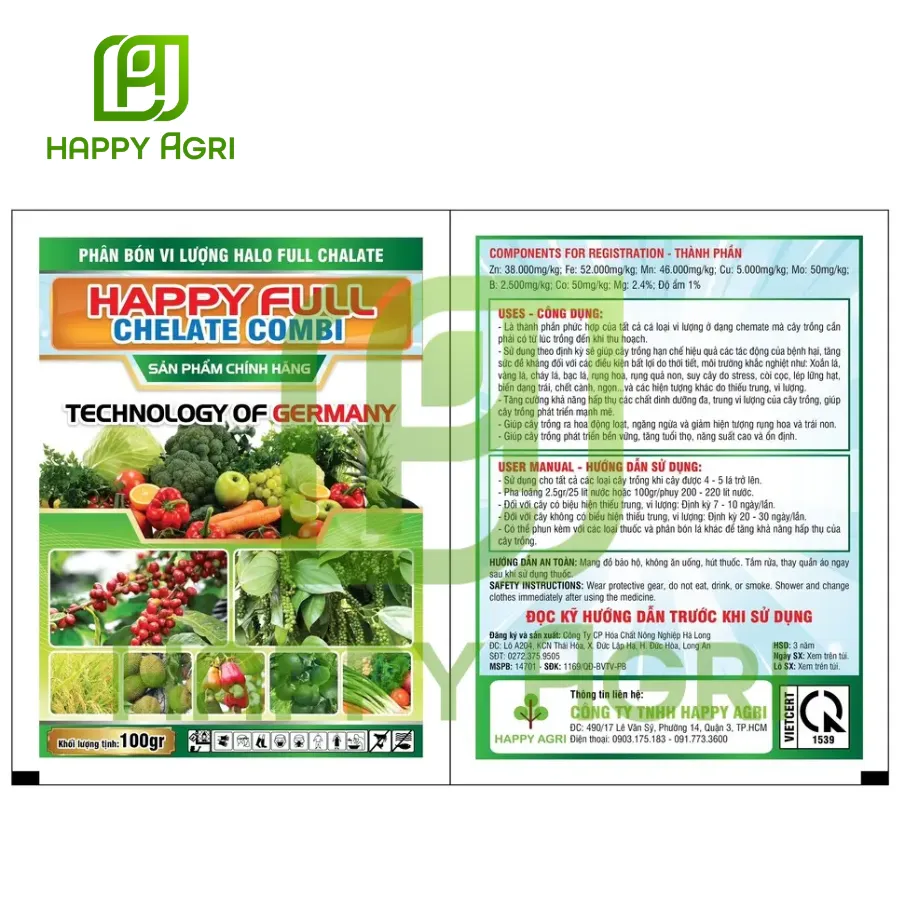 Phân Bón Lá Vi Lượng - HAPPY FULL CHELATE COMBI 100GR