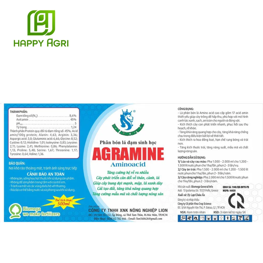 Phân bón lá đạm sinh học AGRAMINE Aminoacid