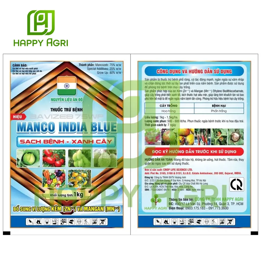 Thuốc Trừ Bệnh - BAVIZEB 75WP - Nhãn Hiệu MANCO INDIA BLUE Bổ Sung Vi Lượng ZN MN 1KG