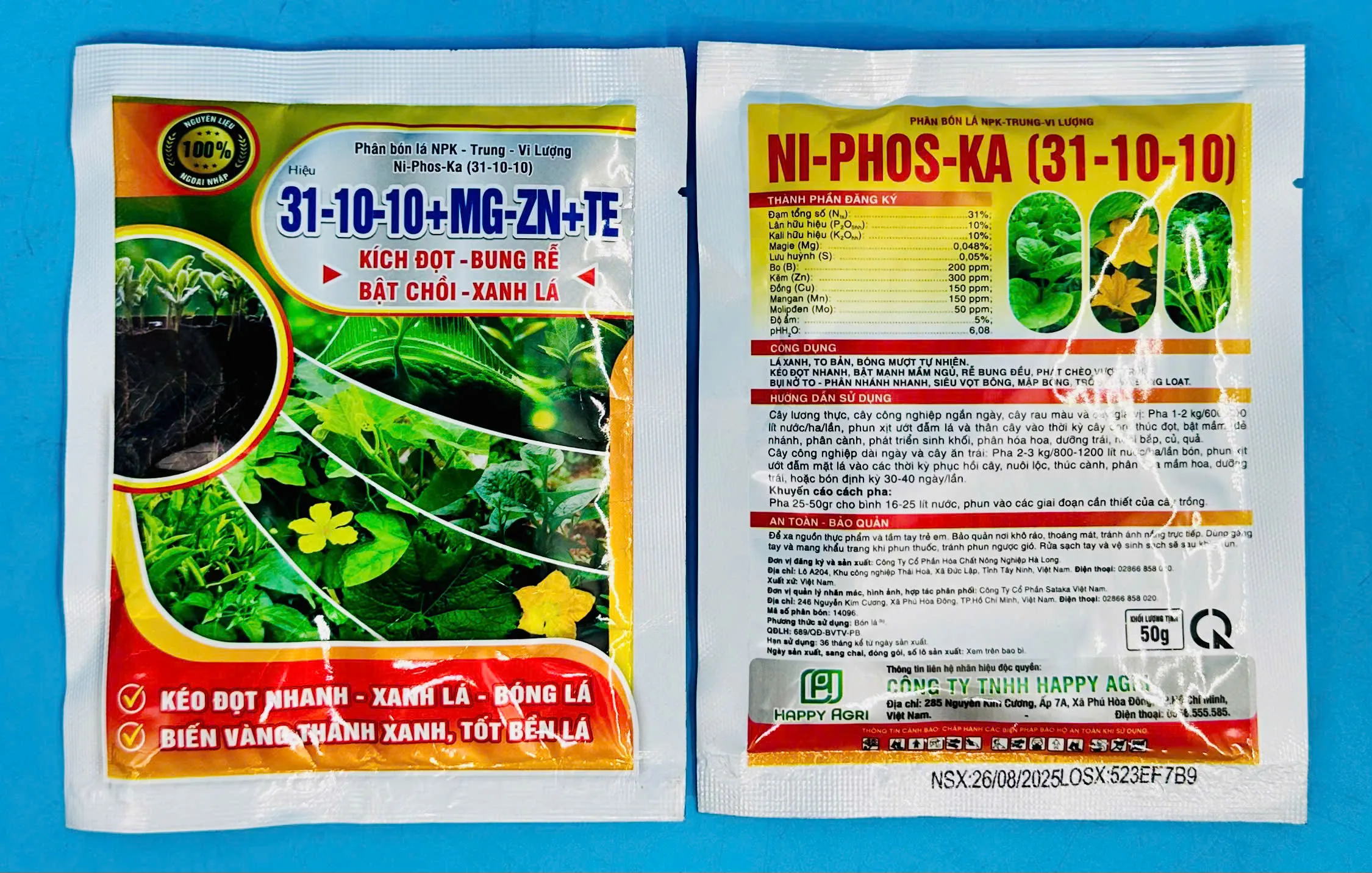 PHÂN BÓN LÁ NPK-TRUNG-VI LƯỢNG NI-PHOS-KA (31-10-10) hiệu 31-10-10 + Mg + Zn + TE