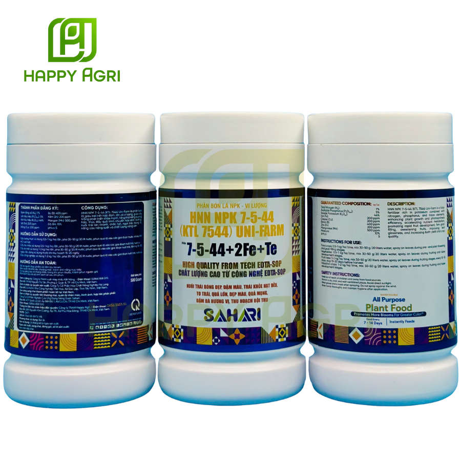 PHÂN BÓN LÁ NPK - VI LƯỢNG HNN NPK 7-5-44 HIỆU 7-5-44 + 2FE +TE