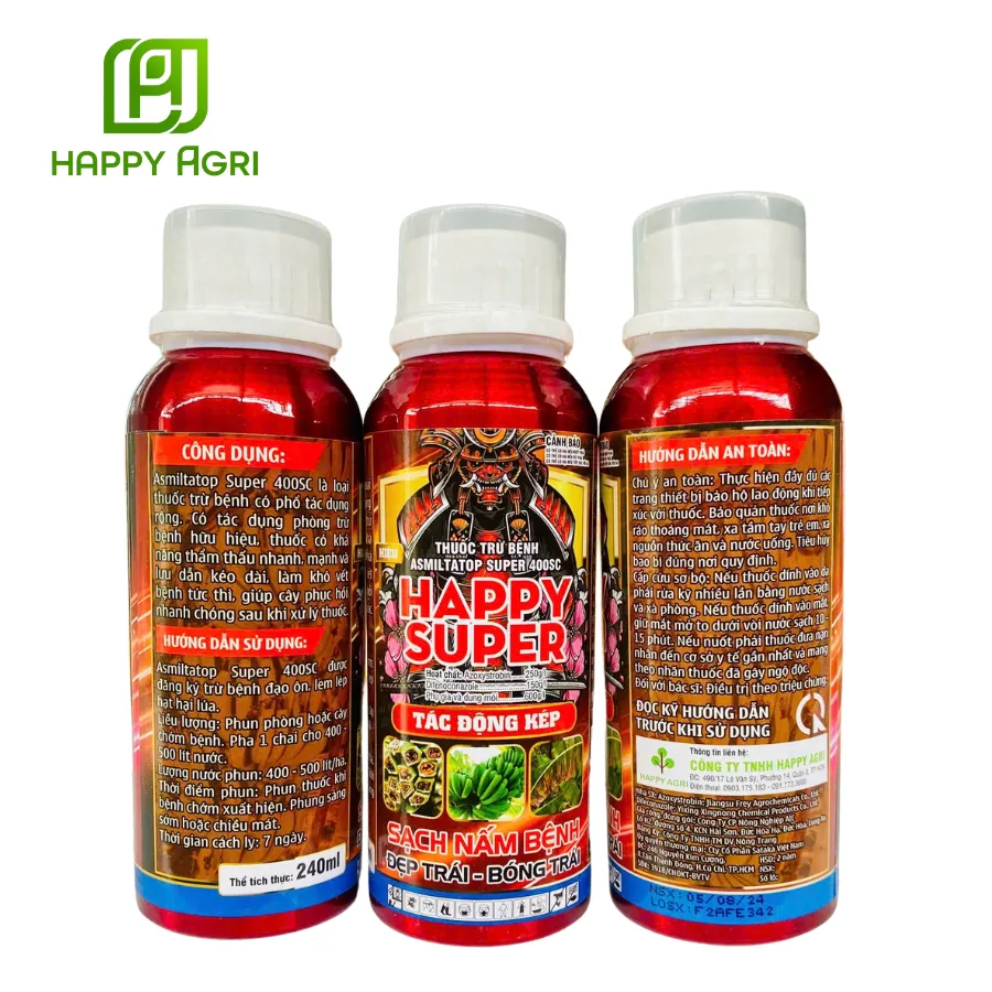 Thuốc Trừ Bệnh -ASMILTATOP SUPER 400SC - Nhãn Hiệu HAPPY SUPER 240ML