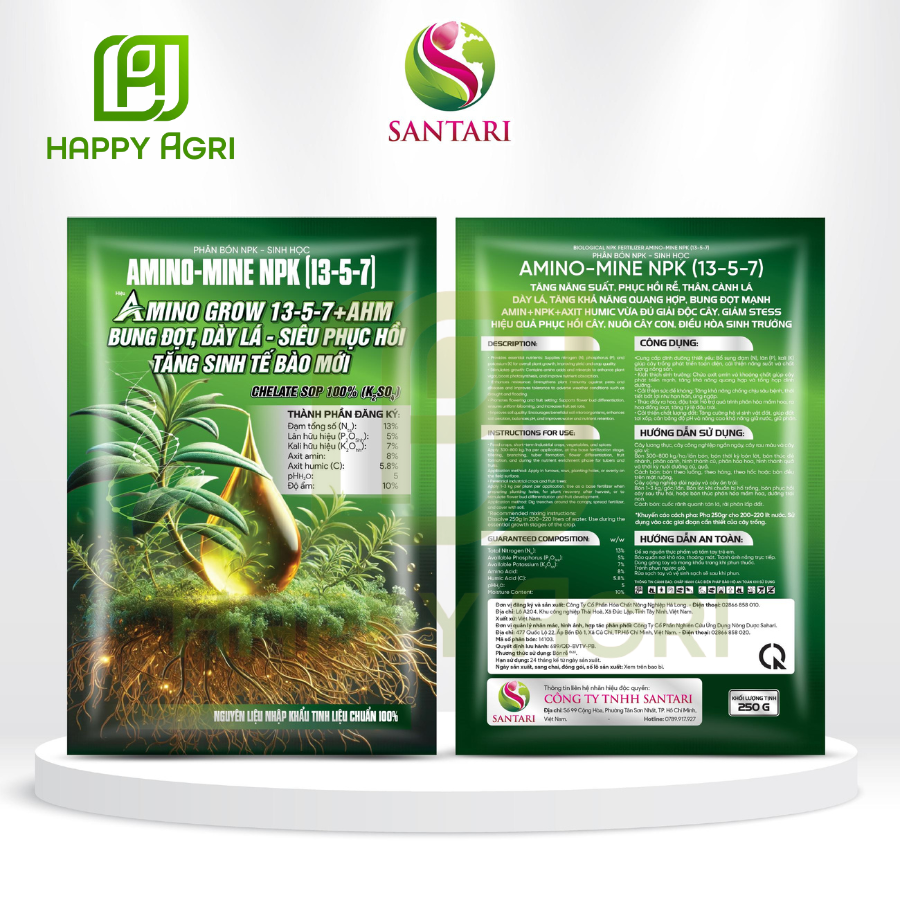 PHÂN BÓN LÁ NPK SINH HỌC AMINO-MINE NPK (13-5-7) HIỆU AMINO GROW 13-5-7+AHM