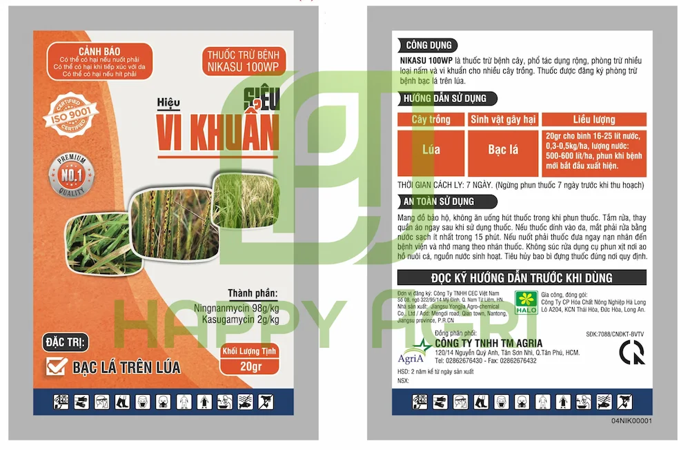 Thuốc Trừ Bệnh NIKASU 100WP Nhãn Hiệu SIÊU VI KHUẨN 20GR