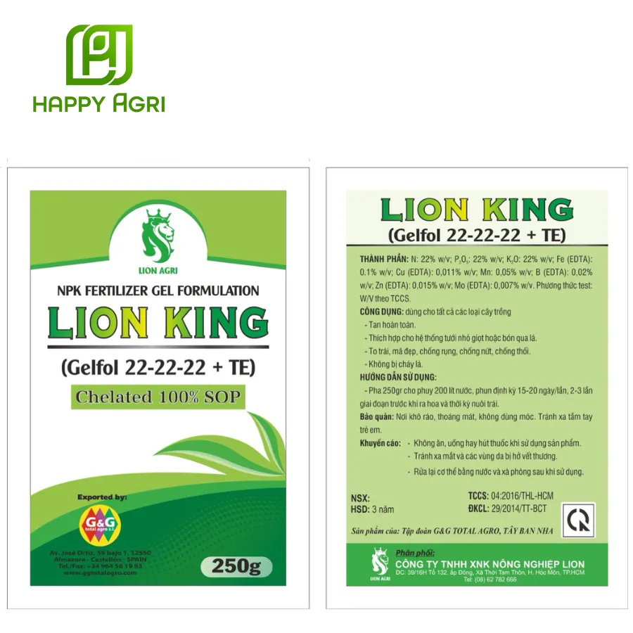 Phân bón lá NPK FERTILIZER GEL FORMULATION LION KING (Gelfol 22-22-22 + TE)