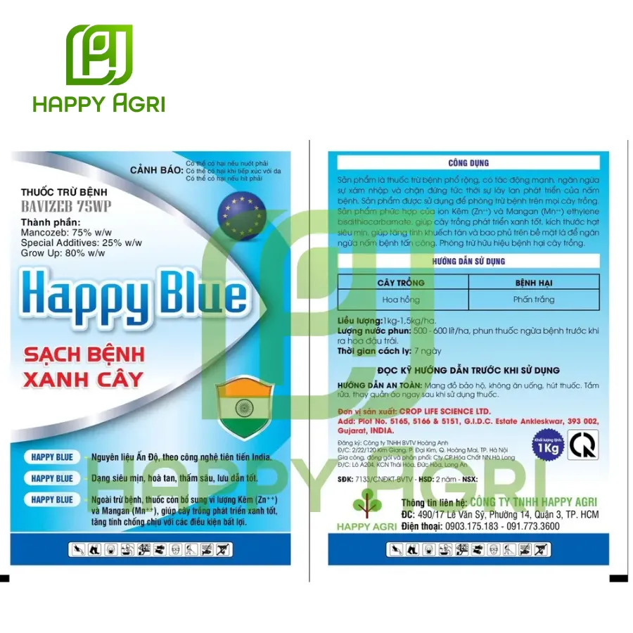 Thuốc Trừ Bệnh - BAVIZEB 75WP - Nhãn Hiệu HAPPY BLUE 1KG
