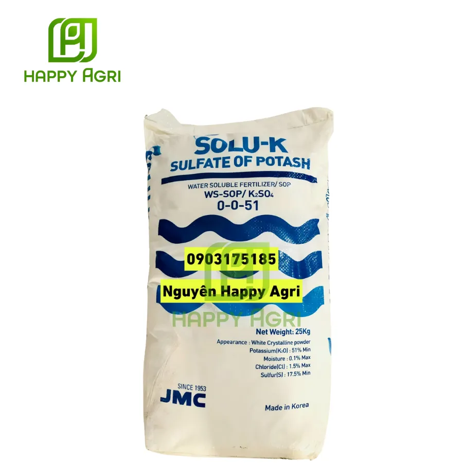 Phân Bón SOLU-K SULPHATE OF POTASH 0-0-51 WS-SOP-K2SO4 25KG KOREA JMC