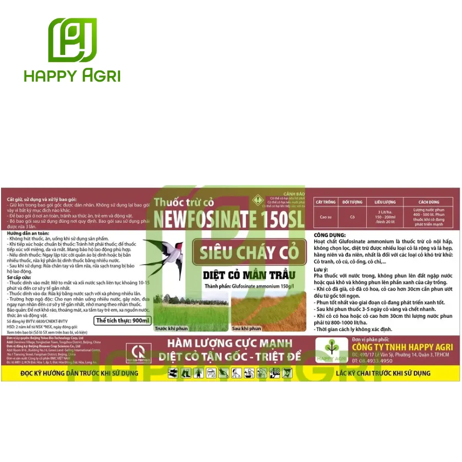 Thuốc Trừ Cỏ NEWFOSINATE 150SL - Nhãn Hiệu Siêu Cháy Cỏ 900ML