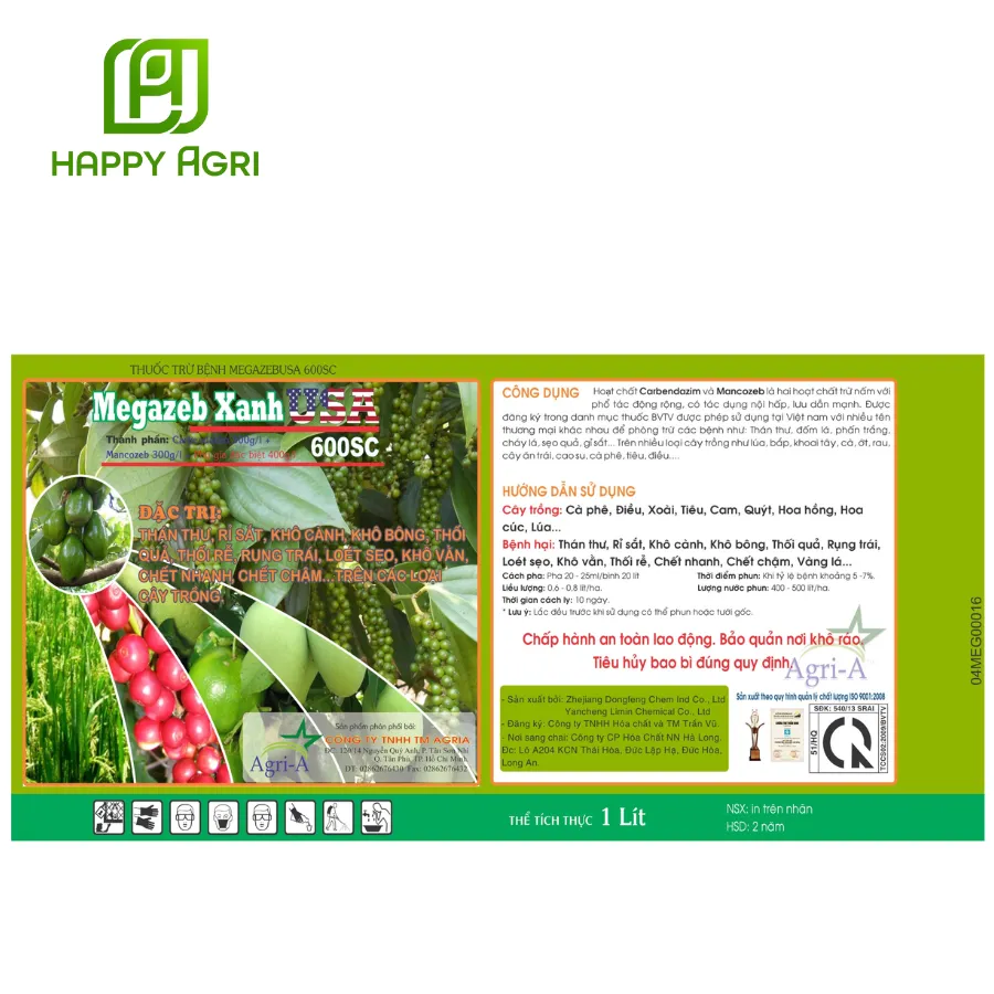 THUỐC TRỪ BỆNH MEGAZEBUSA 600SC MEGAZEB XANH