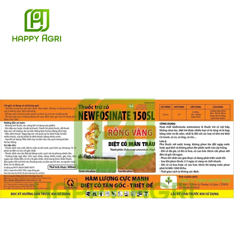 Thuốc Trừ Cỏ SHINA 18SL - Nhãn Hiệu Rồng Vàng 900ML