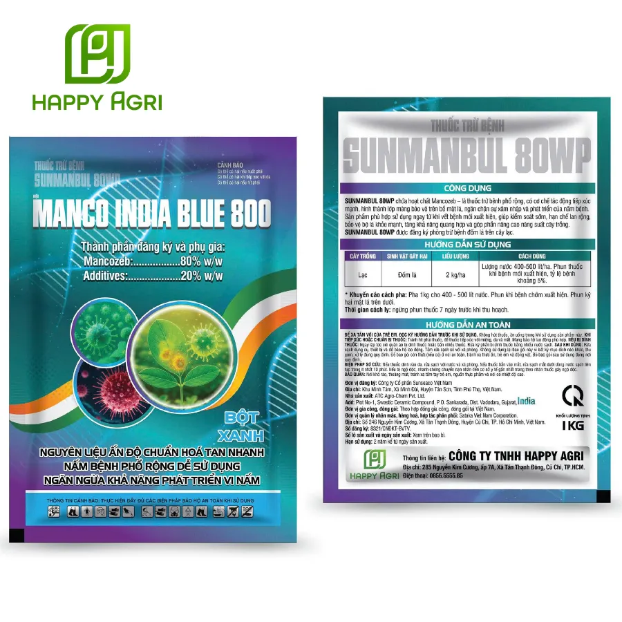 THUỐC TRỪ BỆNH SUNMANBUL 80WP HIỆU MANCO INDIA BLUE 800