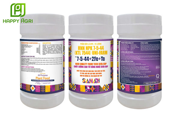 Thông tin Phân bón lá NPK - VI LƯỢNG HNN NPK 7-5-44 HIỆU 7-5-44 + 2FE +TE