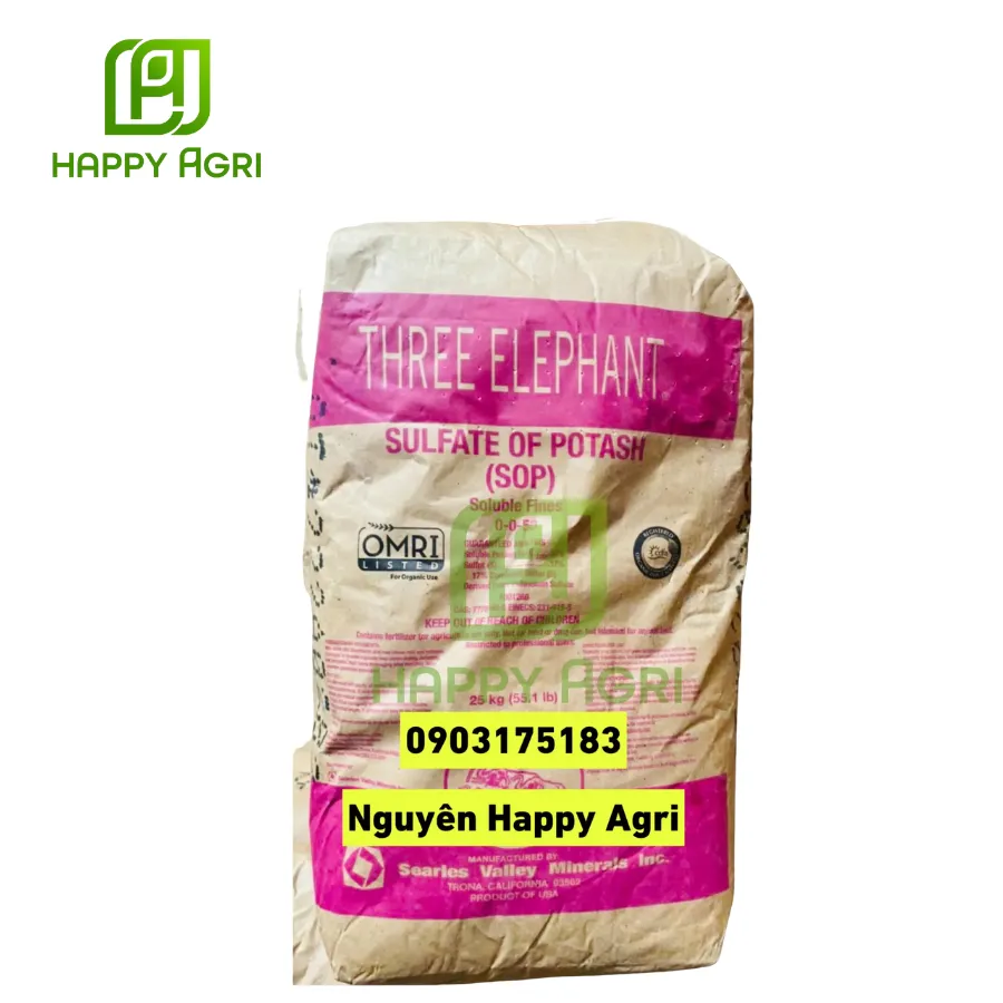 Phân Bón THREE ELEPHANT SULPHATE OF POTASH SOP 0-0-50 25KG (2)