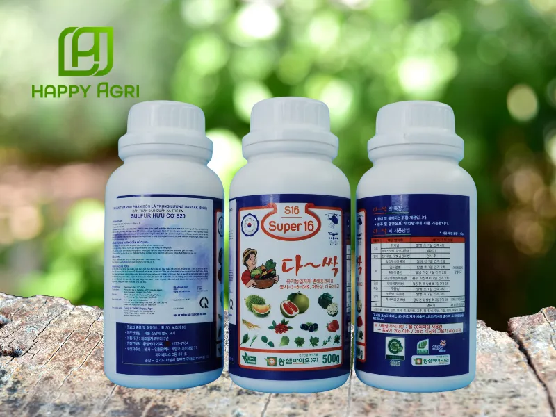 PHÂN BÓN LÁ TRUNG LƯỢNG DASSAK (SULFUR HỮU CƠ S20) - 500G