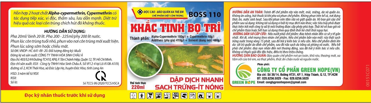 CHẾ PHẨM DIỆT CÔN TRÙNG BOSS 110 KHẮC TINH BỌ TRĨ